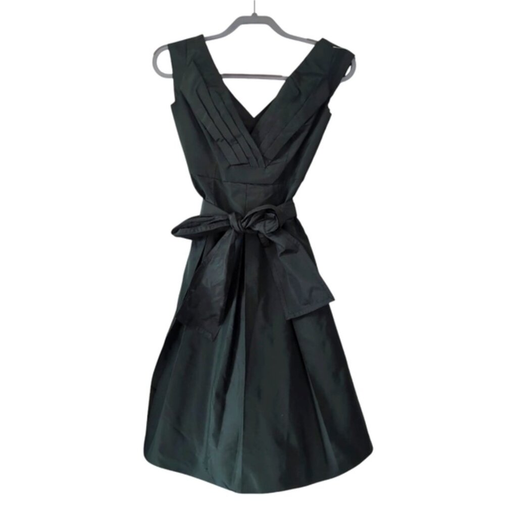 Elie Tahari Green Pleated Tie Front Mini Dress